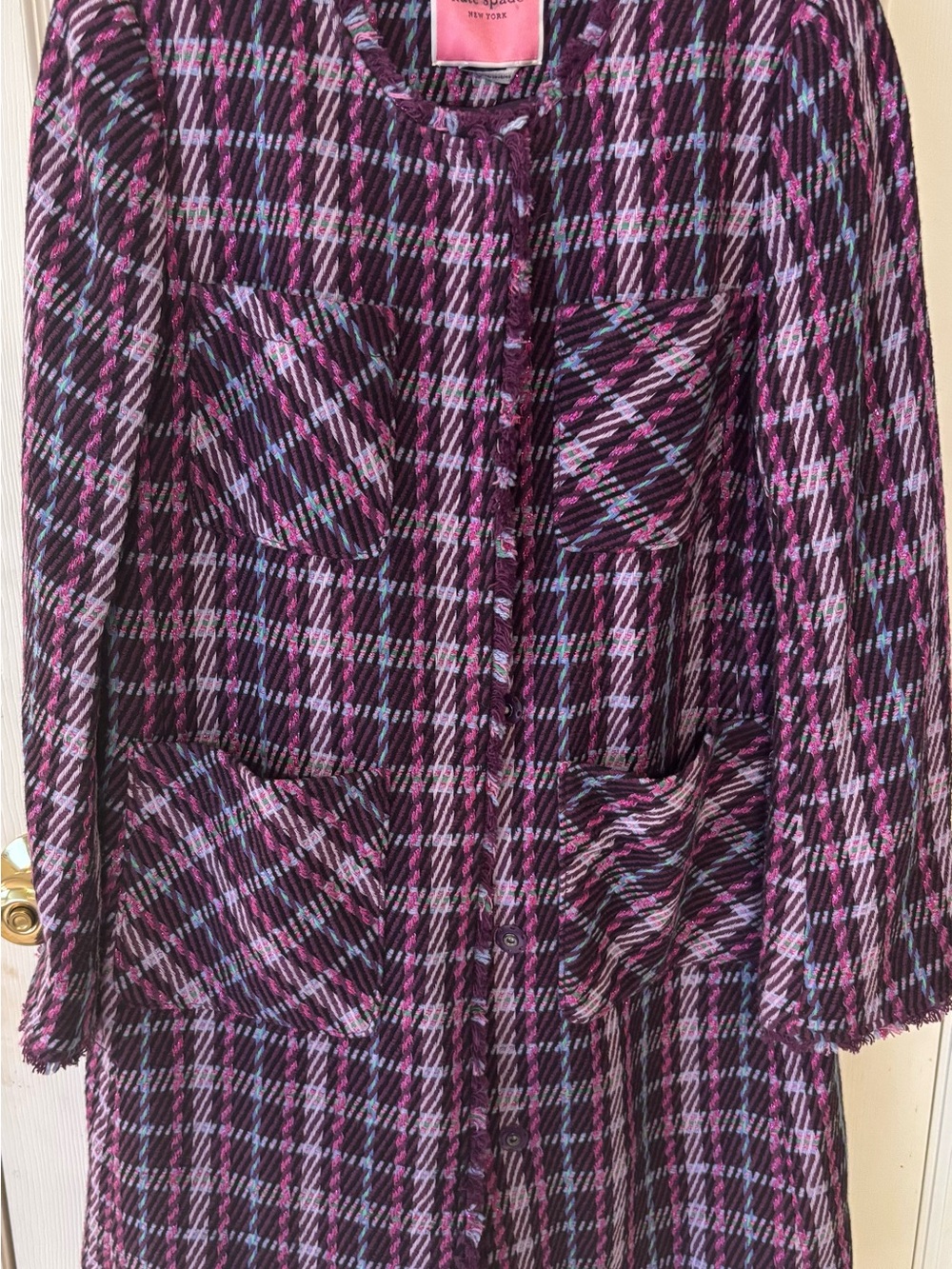 Kate Spade Plaid Tweed Coat Jacket